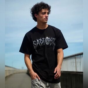 SAD BOYZ by Junior H Rhinestone Logo Black T-Shirt